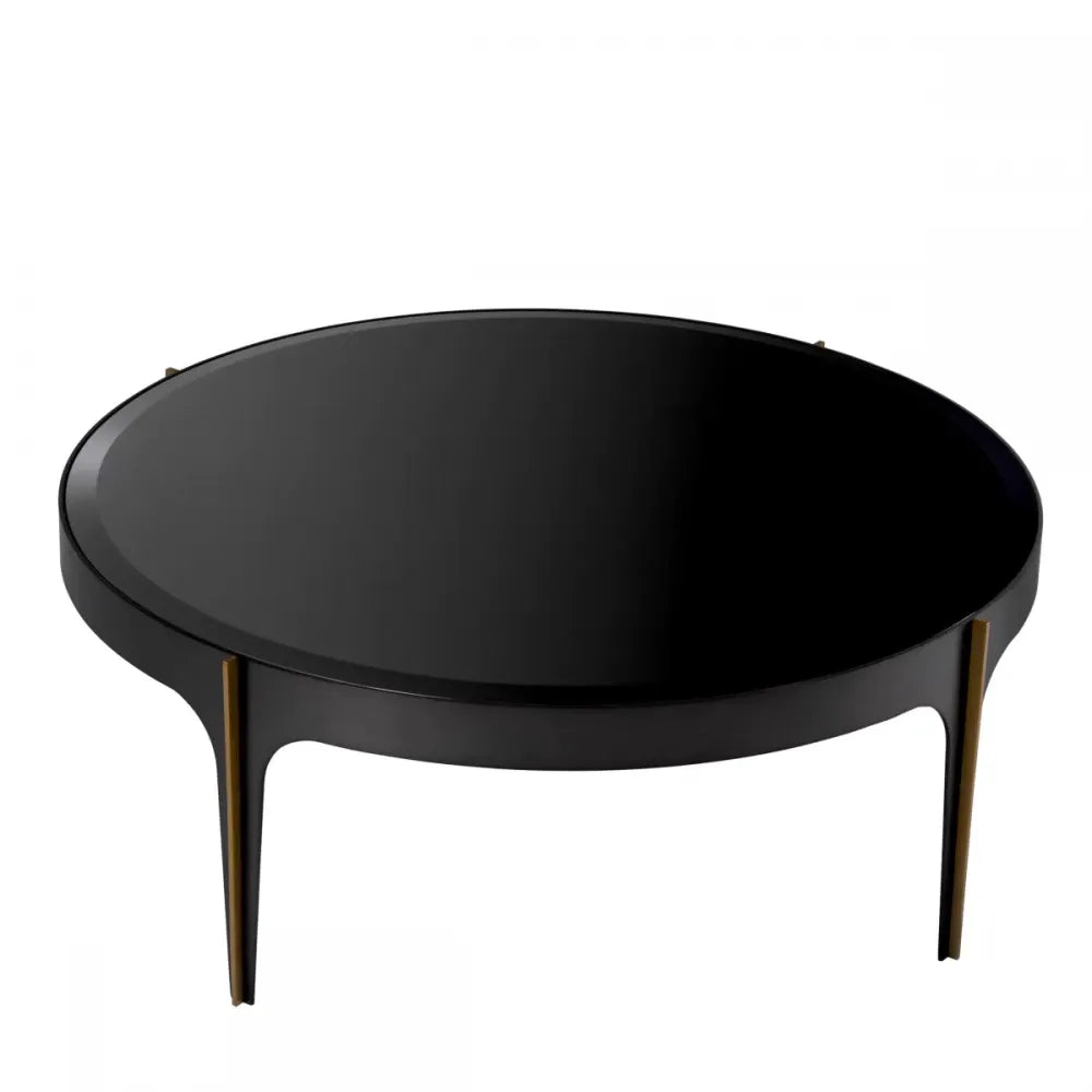 Masuta laterala Rotunda din Otel inoxidabil Bronz si Sticla securizata Negru D64xH43.5cm Artemisa Eichholtz