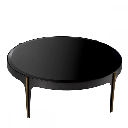 Masuta laterala Rotunda din Otel inoxidabil Bronz si Sticla securizata Negru D64xH43.5cm Artemisa Eichholtz