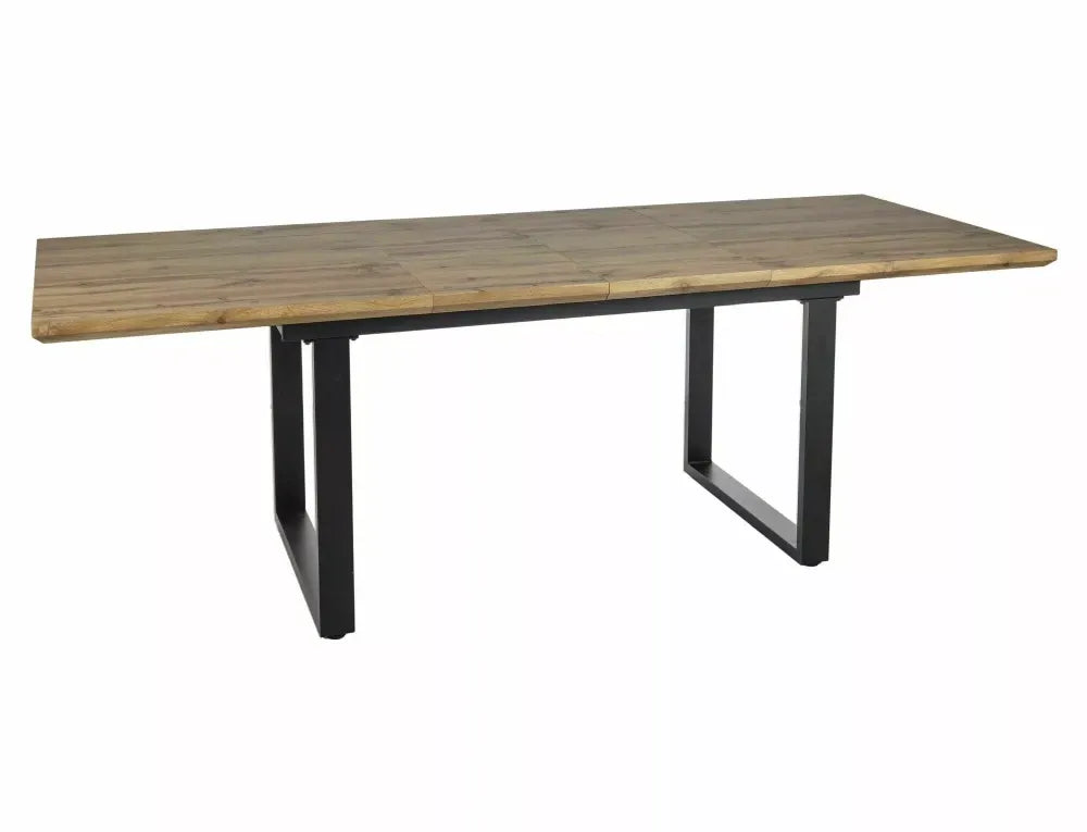 Masa extensibila din MDF+Furnir de stejar Maro si Metal Negru L160-240xH76cm Umberto II