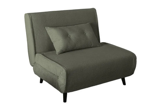 Fotoliu cu functie de dormit tapitat cu Raiat Verde si picioare din Lemn de pin Negru H82xL100xA91cm SMART MULTIFUNCTION