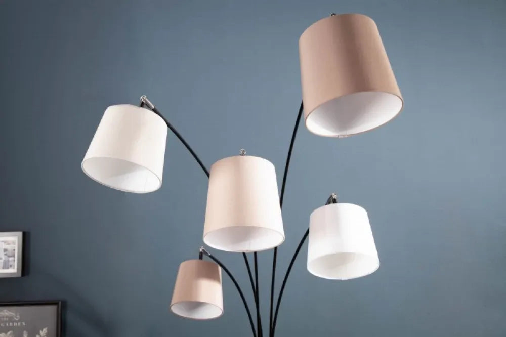 Lampa de podea din Metal Negru si Textil Bej/Maro H205xL120cm Levels