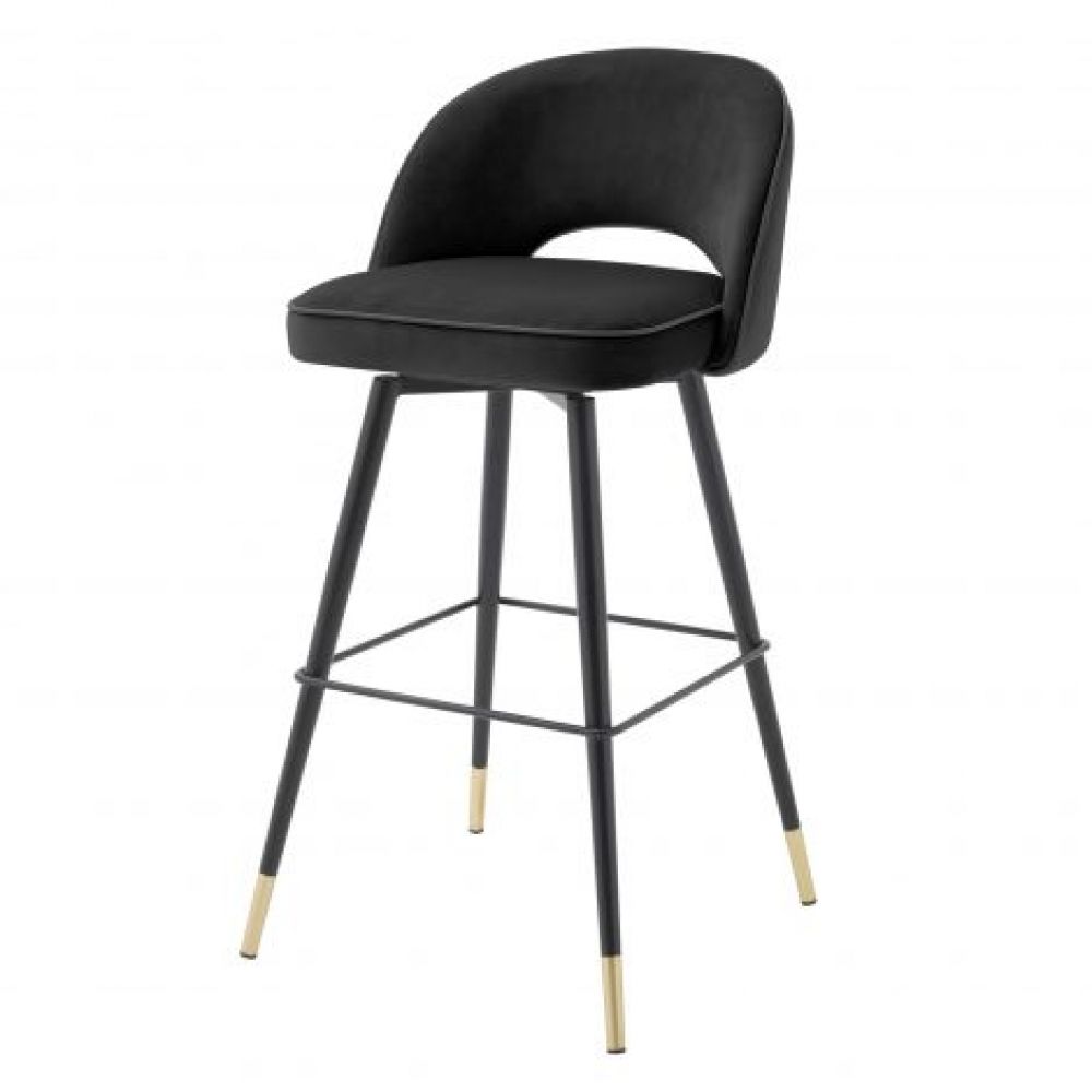Set 2 scaune de bar rotative tapitat cu Catifea Negru cu picioare din Metal Negru/Auriu H103xL51xA52cm Cliff