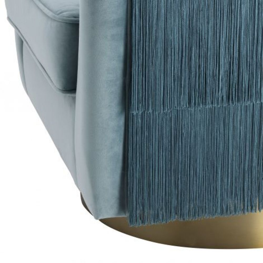 Fotoliu rotativ tapitat cu Catifea Albastru cu baza din Metal Bronz H74xL84xA82cm Vante
