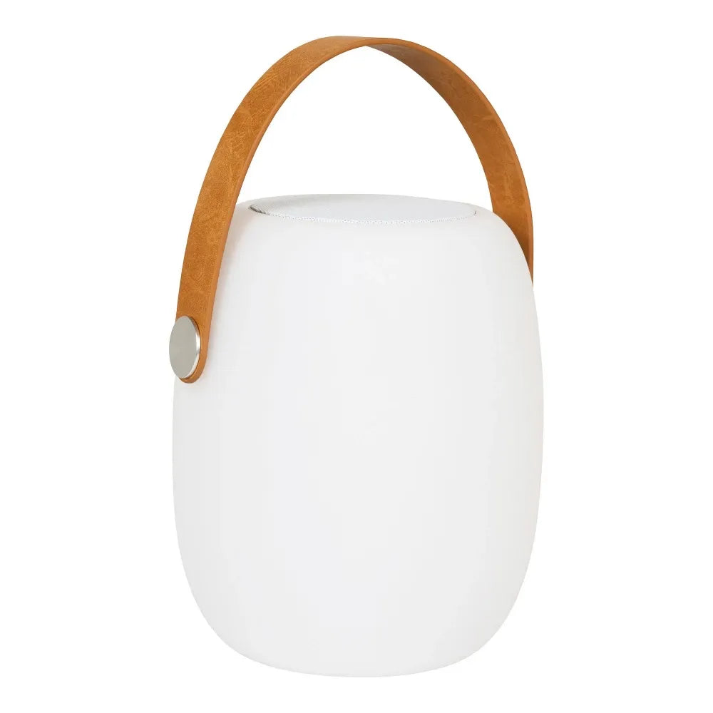 Lampa exterioara reincarcabila cu boxa Bluetooth incorporata din Polipropilena Alb H21xD18cm Cardiff