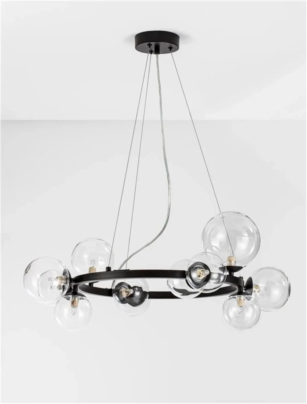 Lustra structura din Metal Negru si abajur din Sticla Transparent H120xL65cm IP20 ODILLIA
