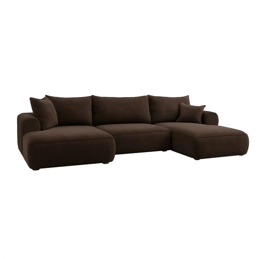 Coltar extensibil catifea vogue maro cu lada depozitare Nubio III 364x159cm