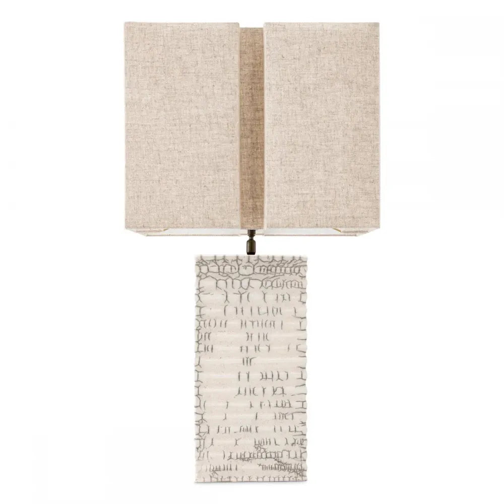 Veioza din Ceramica/Metal Alb/Alama si Textil Bej H79xL45cm Division Eichholtz
