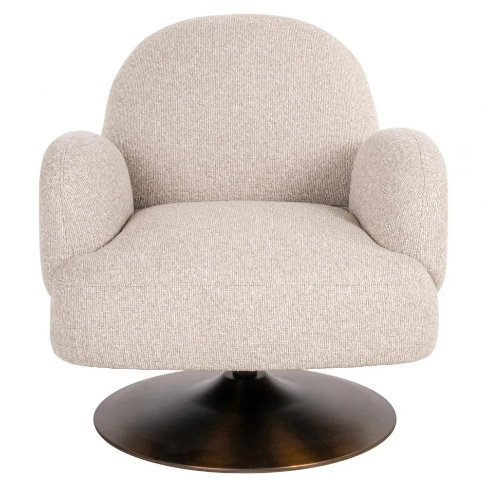 Fotoliu rotativ din Stofa Bej si Metal Alama L76xH77cm Kagney Richmond interiors