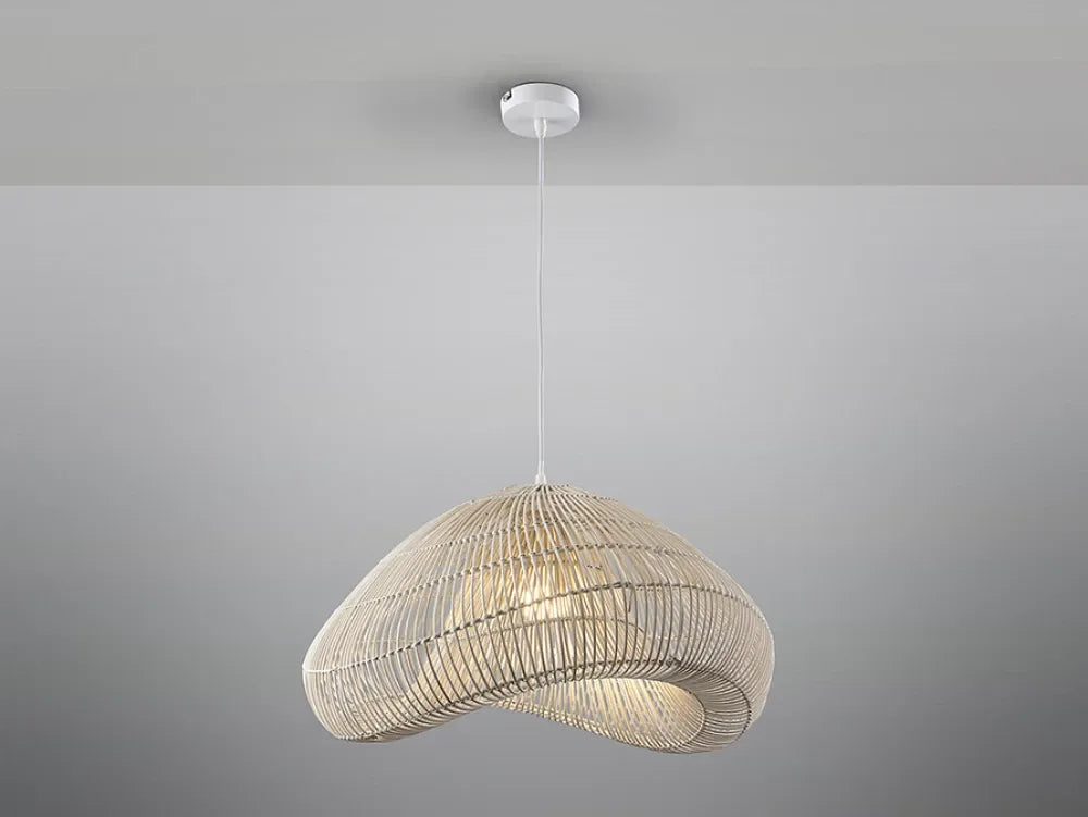 Pendul din Metal Alb si Ratan Alb H240xL54cm Sabah