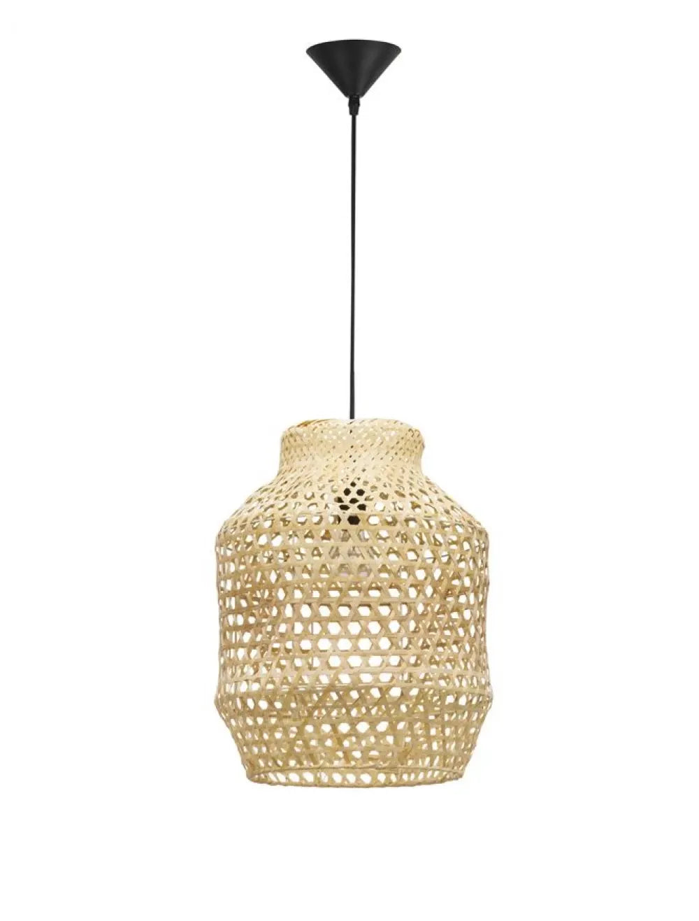 Pendul structura din Metal Negru si abajur din Ratan Bej H215xL35cm IP20 MIA