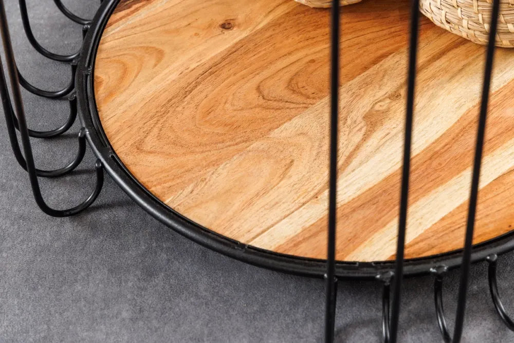 Masuta laterala din Lemn de salcam Maro si Metal Negru L46xH49cm True elements