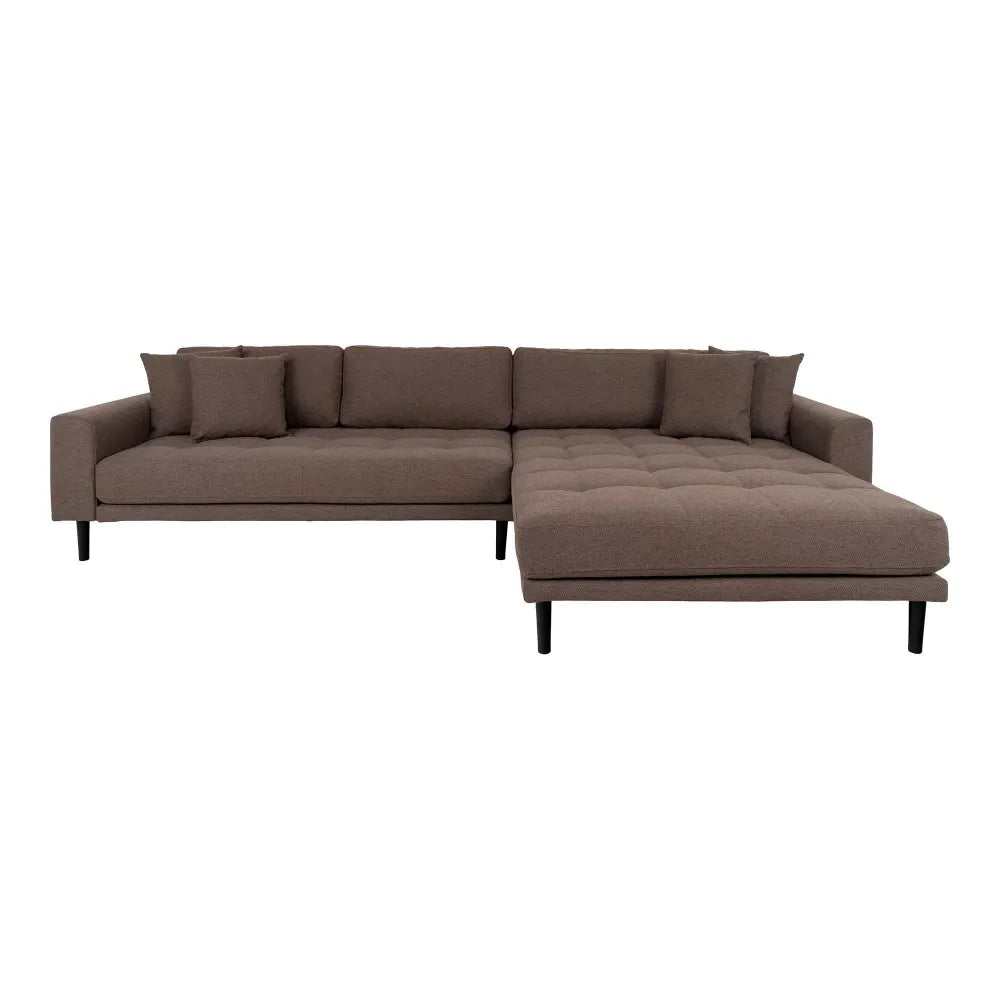 Coltar orientare dreapta cu picioare din Lemn de fag negru tapitat cu Stofa Maro L290xH76cm Lido