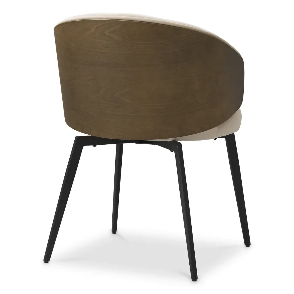 Scaun rotativ tapitat cu Stofa Bej L57xA62xH77cm Camerota Eichholtz