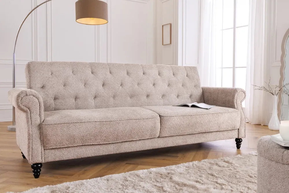 Canapea cu functie pat tapitat cu Stofa boucle Grej L220cm Maison belle