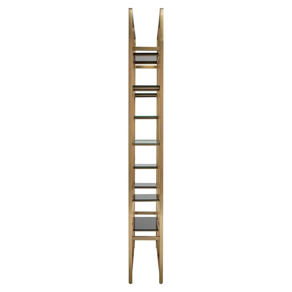 Raft din Sticla securizata Negru si Metal Auriu periat L108xH230cm Magnus Richmond Interiors