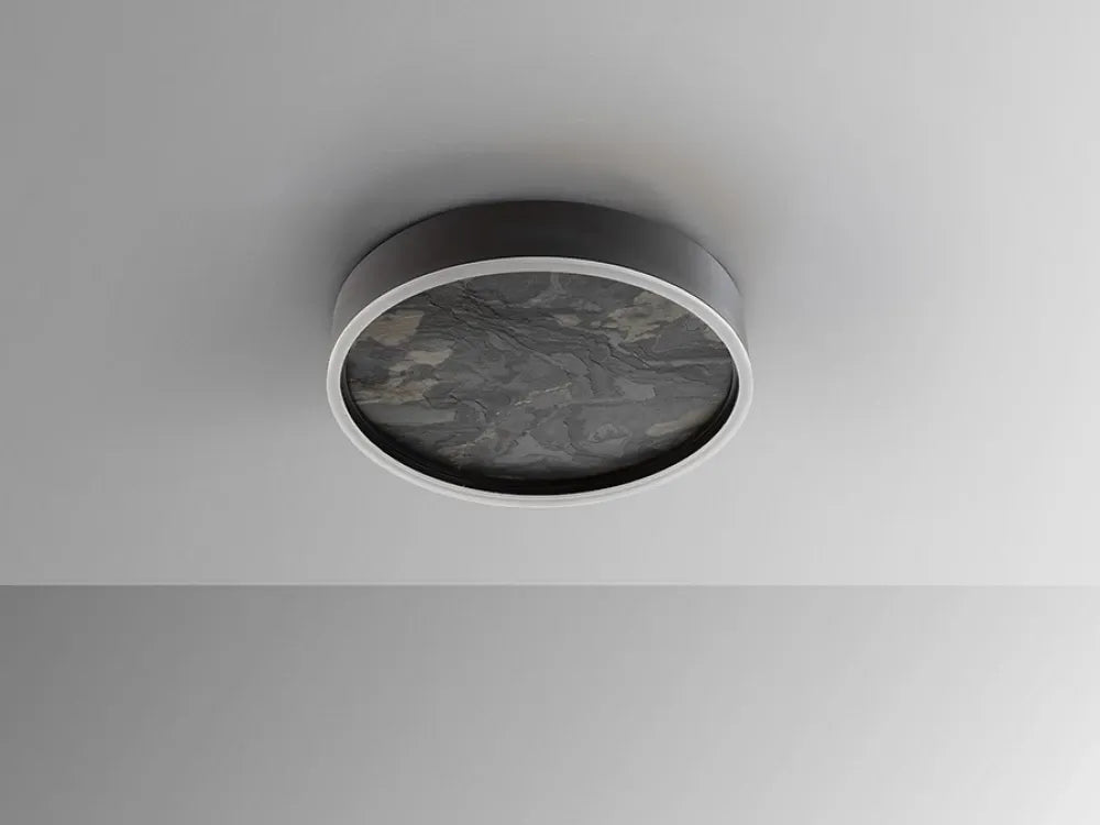 Plafoniera din Metal Negru si Ardezie Multicolor H9xD40cm Stone