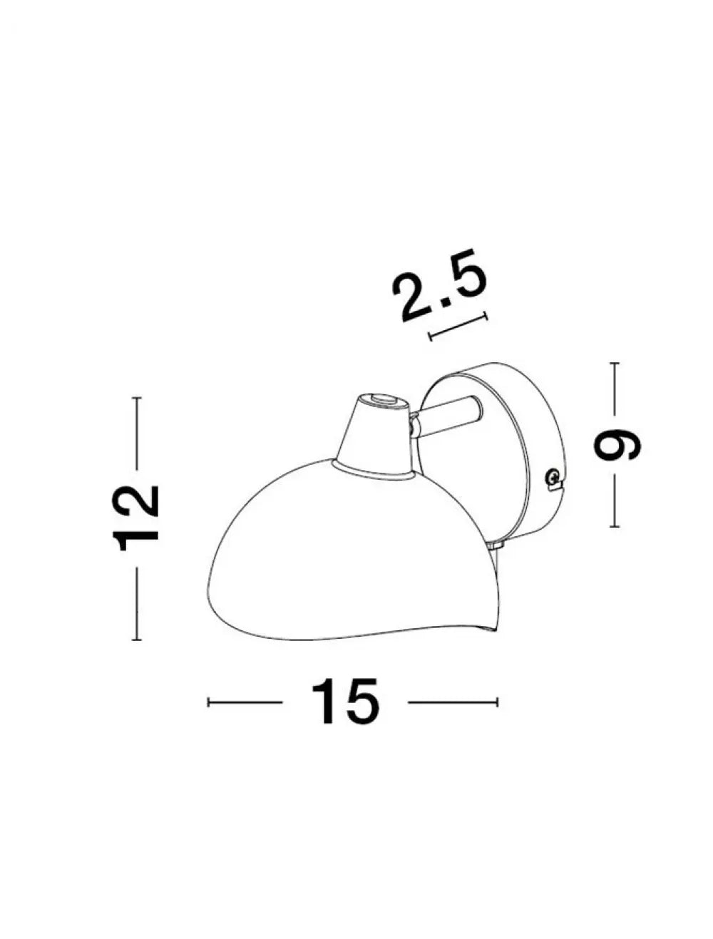 Aplica de perete din Metal Negru/Auriu H12xL15cm IP20 GETI