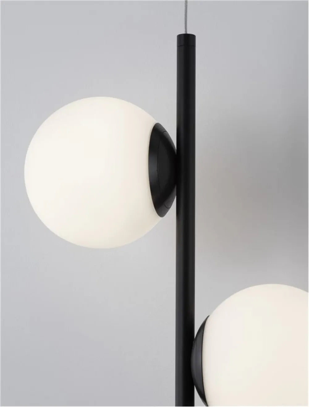 Lustra structura din Aluminiu Negru si abajur din Sticla Alb H150xL28.5cm IP20 49W lm 3000k NUVOLE