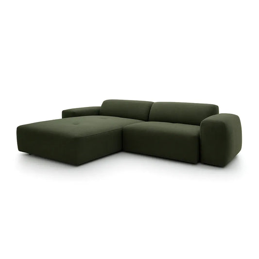 Coltar Loran fix in forma de L din catifea Vogue verde L264×180×H65 cm