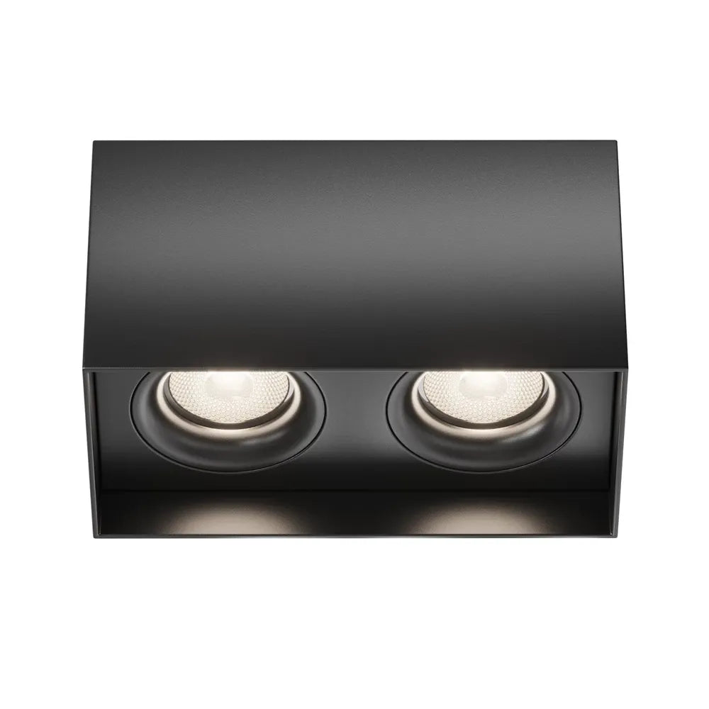 Spot dublu aplicabil adancit din Aluminiu Negru H11.5xL20cm IP 20 GU10 50W Slim