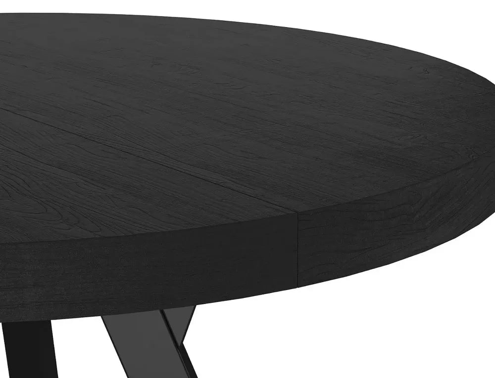 Masa extensibila din Furnir de stejar Negru si Metal Negru L100-250xH76cm Domingo