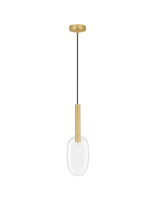 Pendul structura din Metal Negru/Auriu si abajur din Sticla Transparent H179xL14cm IP20 AMELIA