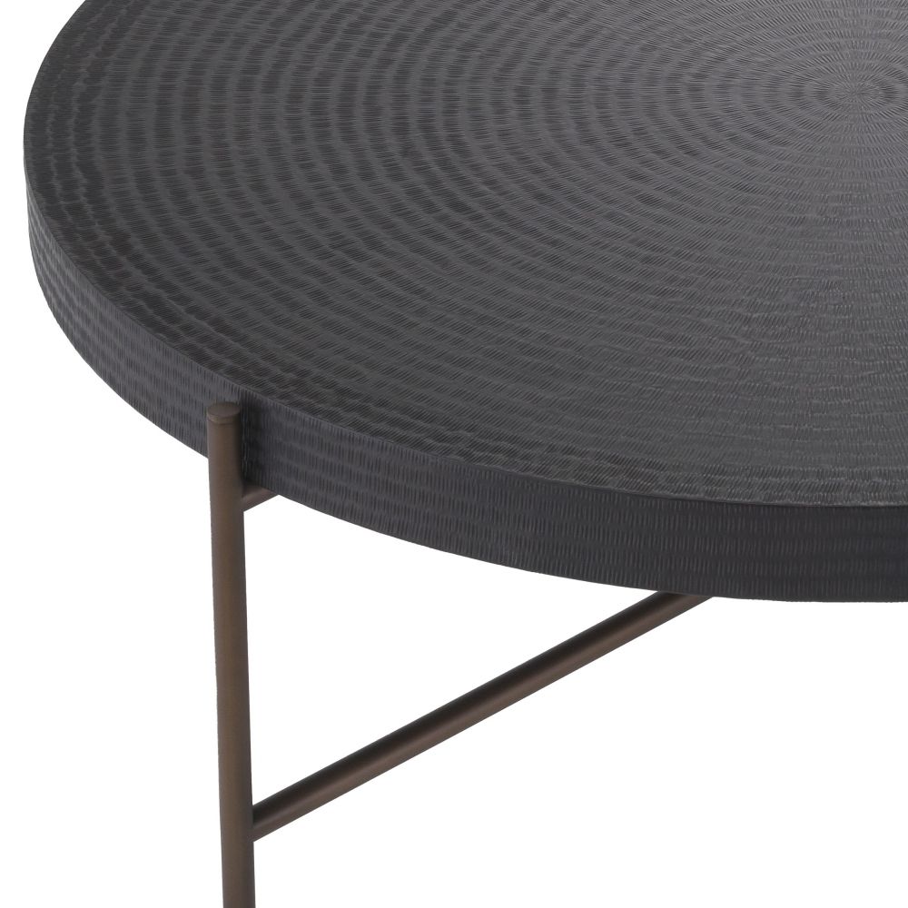 Masuta de cafea Rotunda din Otel inoxidabil si MDF Maro/Negru D105xH41cm Nikos