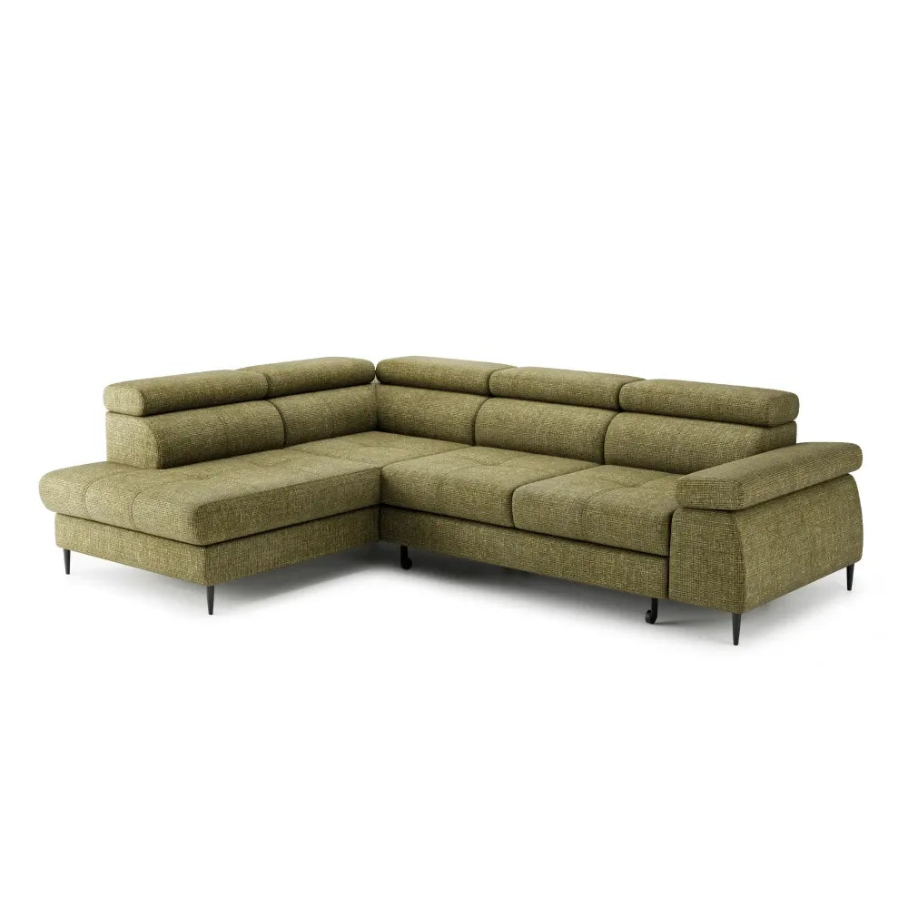 Coltar extensibil tapitat cu Chenille Verde cu lada depozitare Cordoba II