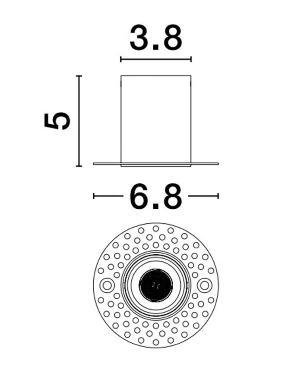 Spot incastrat din Aluminiu Alb H5xL6.8cm IP20 3W 214lm 3000k UHO