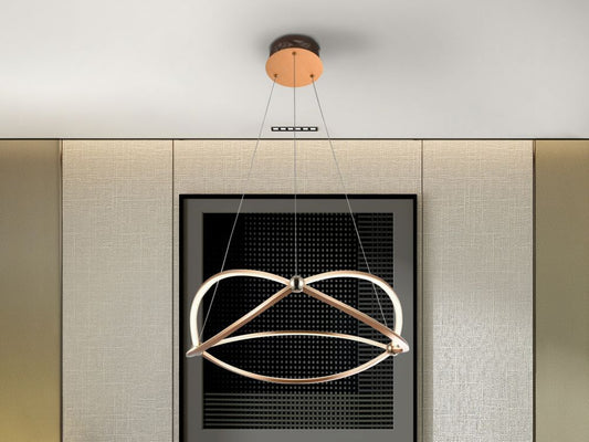 Lustra rotunda cu inaltime reglabila din Aluminiu Auriu cu LED D57xH125cm Ocellis