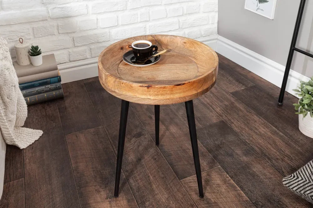Masuta laterala din Lemn de mango Maro si Metal Negru D35xH50cm Pure