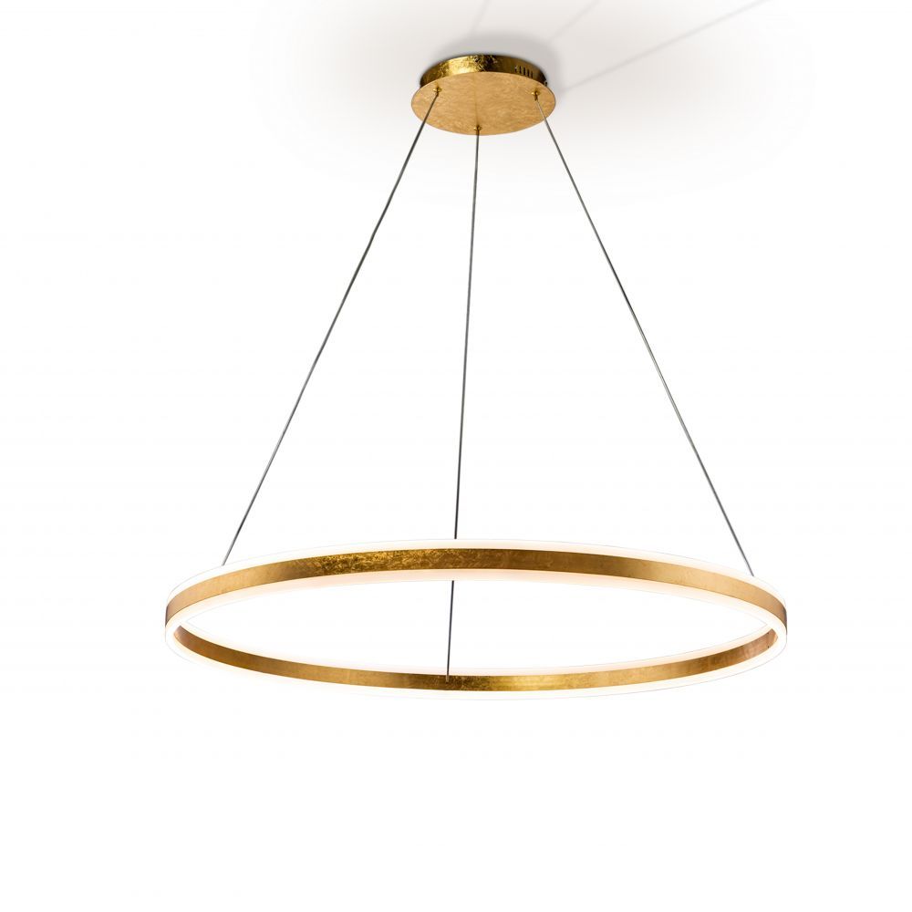 Lustra rotunda cu inaltime reglabila din Aluminiu Auriu cu LED  D100xH150cm Helia