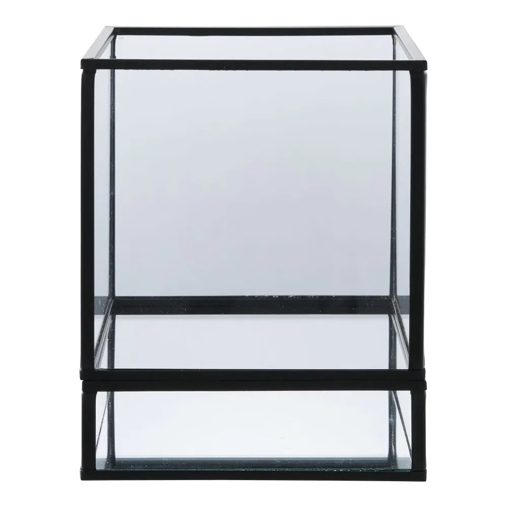 Suport lumanare din Metal/Sticla Negru/Transparent H15xL12cm Hurricane
