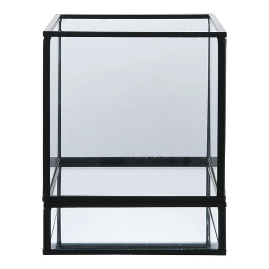 Suport lumanare din Metal/Sticla Negru/Transparent H15xL12cm Hurricane