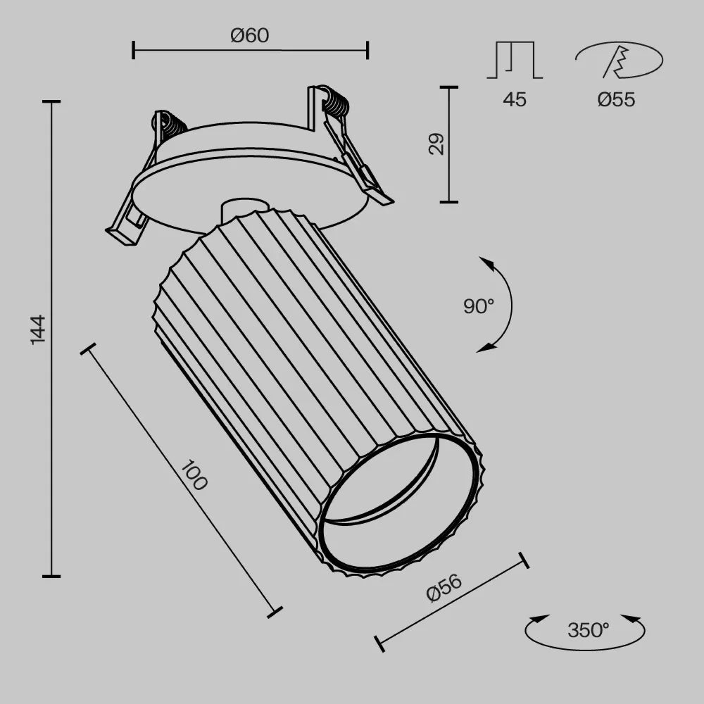 Spot incastrat din Aluminiu Alb H14.4xL10cm 10W Calipso
