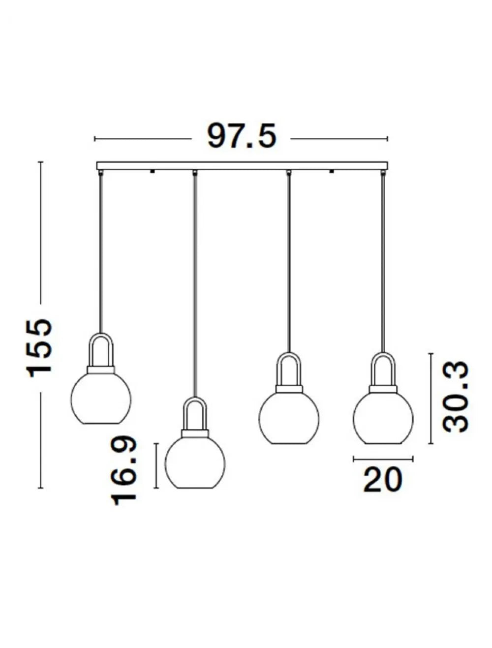 Lustra structura din Metal Alama si abajur din Sticla Transparent H155xL97.5cm IP20 IRVINE