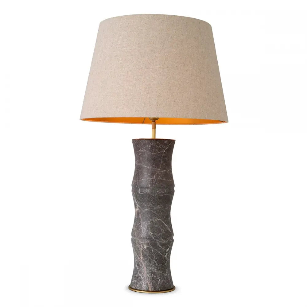 Veioza din Metal/Marmura Alama/Gri si Textil Bej H88xD16cm Bonny Eichholtz