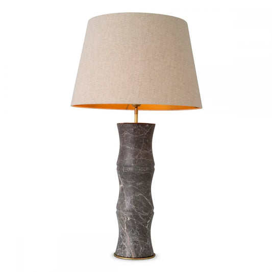 Veioza din Metal/Marmura Alama/Gri si Textil Bej H88xD16cm Bonny Eichholtz