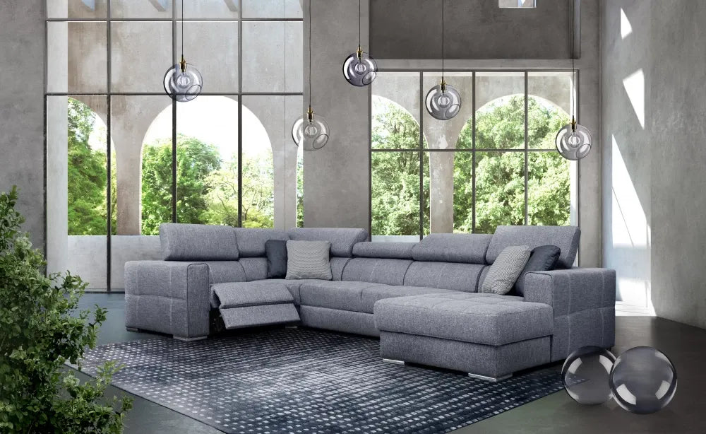 Coltar personalizabil in forma de U cu recliner L372cm Quartz