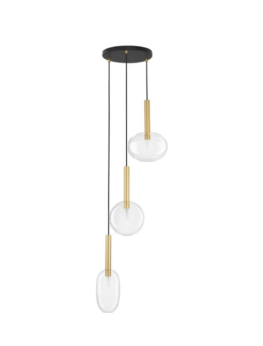 Lustra structura din Metal Negru/Auriu si abajur din Sticla Transparent H191xL24cm IP20 AMELIA