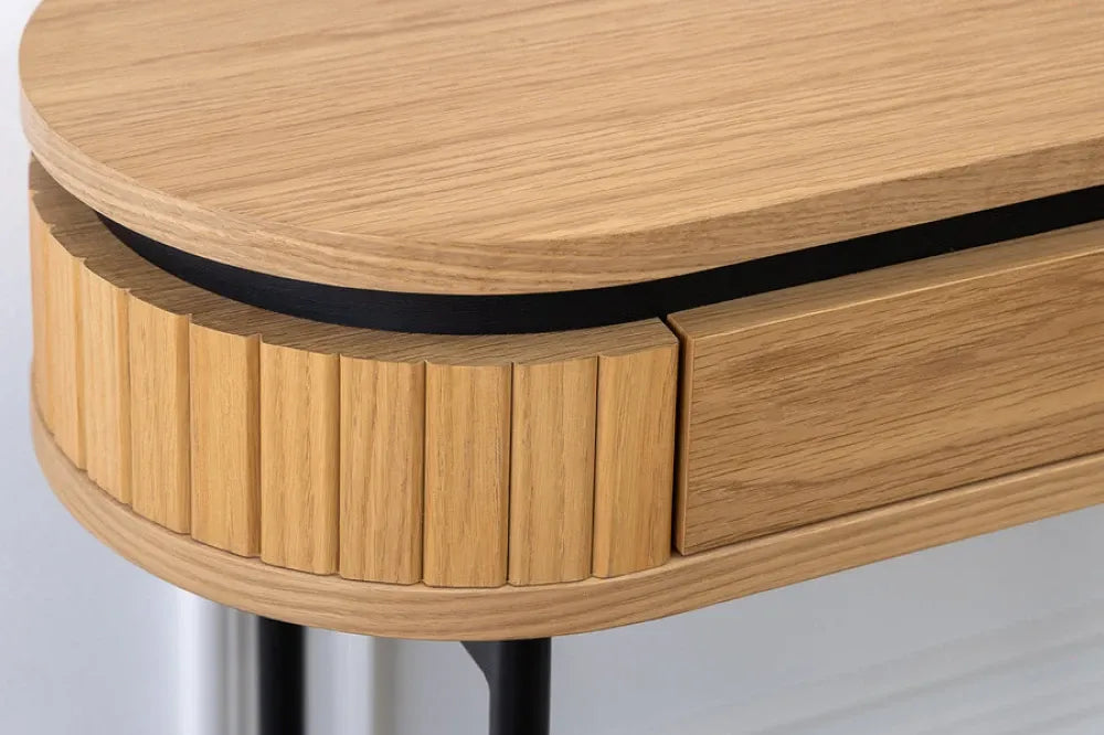 Consola din MDF/Furnir de stejar Maro si Metal Negru L120xH76cm ATELIER