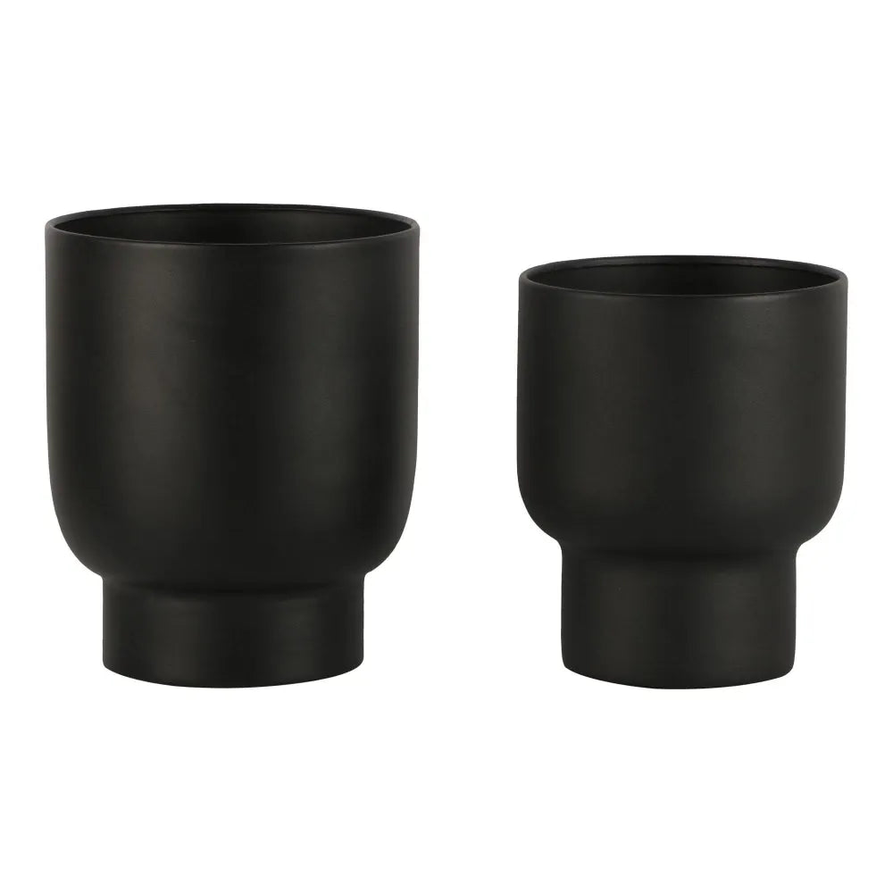 Set 2 ghivece din Metal Negru H16/19xD14/16cm Fuldas