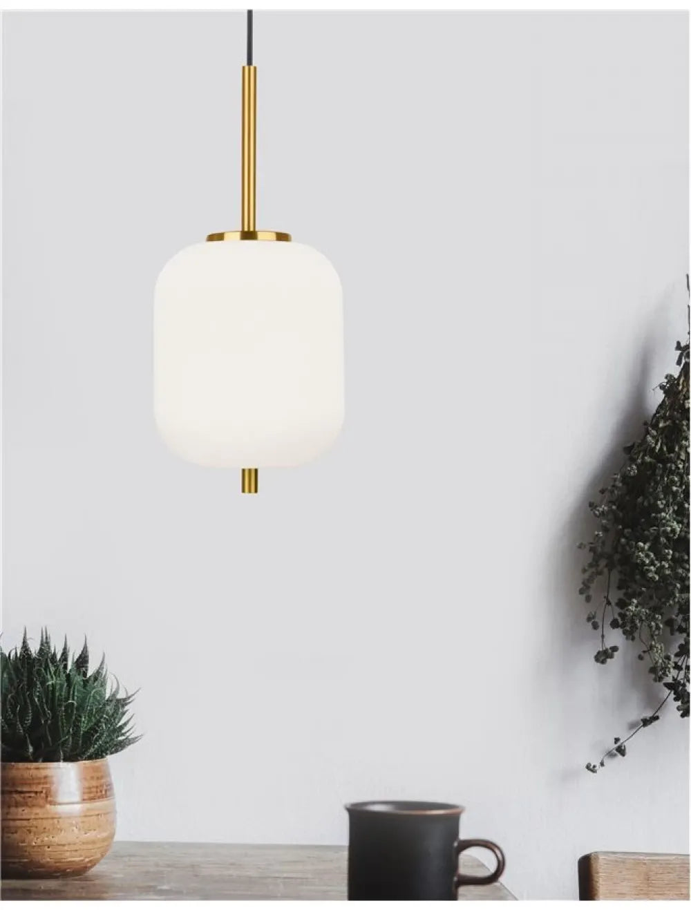 Pendul structura din Metal Auriu si abajur din Sticla Alb H120xL16.5cm IP20 LATO