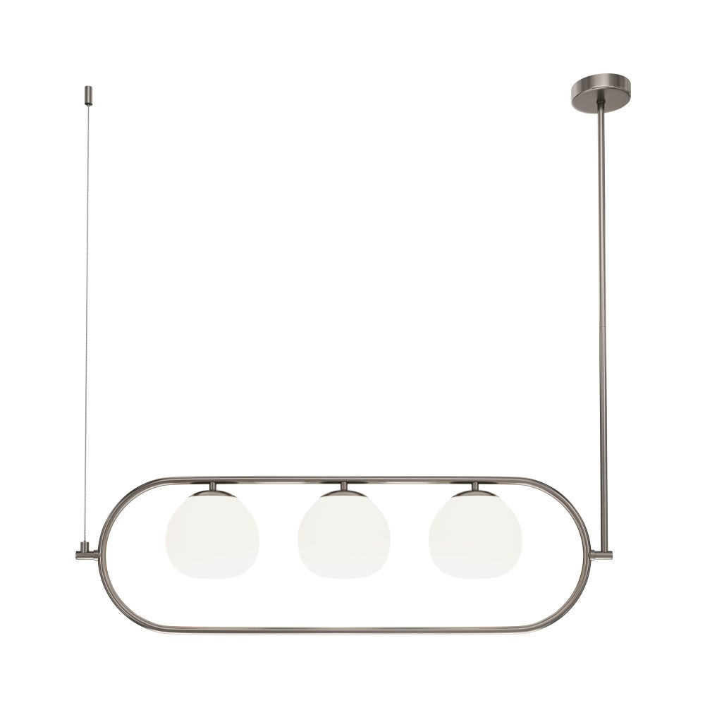 Lustra din Aluminiu si Sticla Argintiu/Alb cu 3 becuri E14 40W L89xH137cm Erich