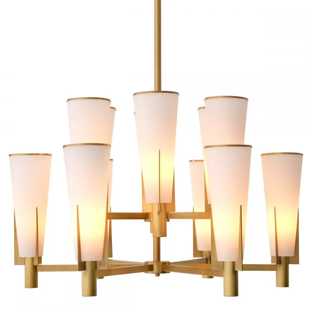 Candelabru din Metal Alama si Sticla Alb H56.5xD87cm Dino Double Eichholtz