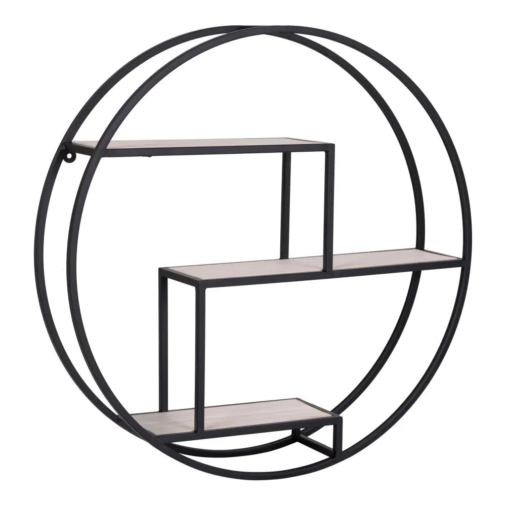 Raft de perete din Lemn Maro si Metal Negru L62xH62cm Rotterdam