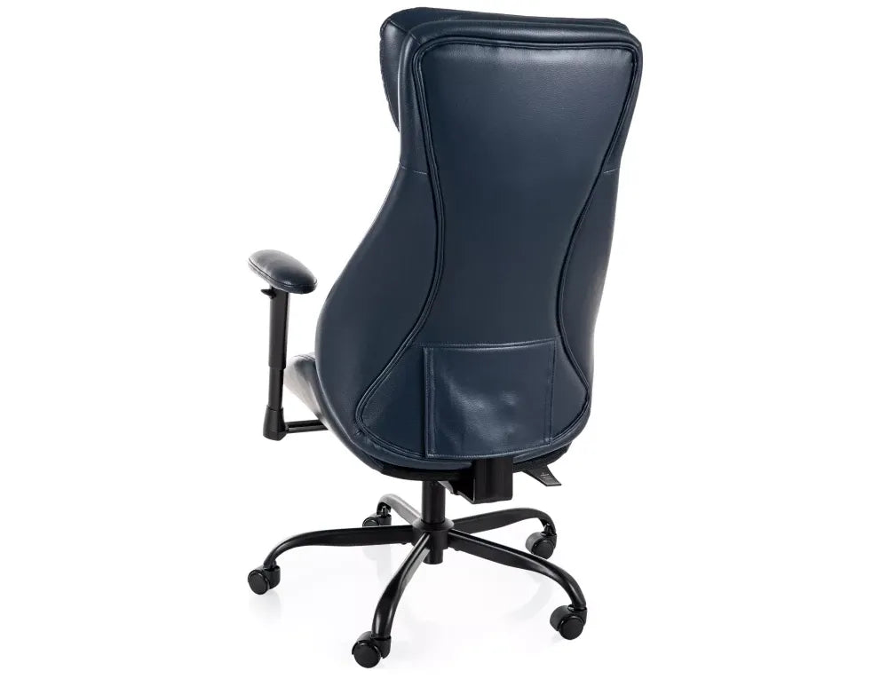 Scaun de birou din Piele ecologica Albastru si Metal Negru H110-120xL70xA72cm Q-092
