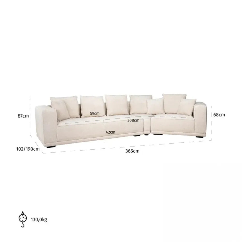 Canapea fixa tapitata cu Chenille Bej L365cm Lusso Richmond Interiors