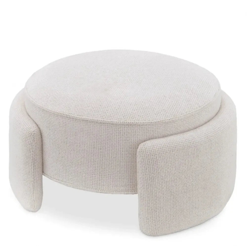 Taburet tapitata cu Stofa Lyssa Alb D73xH38cm Ortega Eichholtz