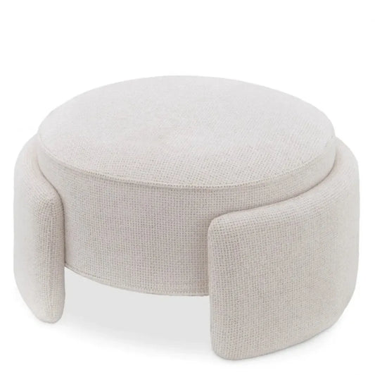 Taburet tapitata cu Stofa Lyssa Alb D73xH38cm Ortega Eichholtz